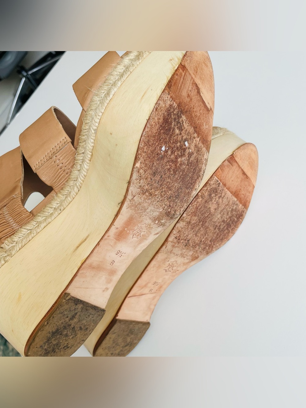 Loeffler Randall SIZE 9.5 Sasha leather strappy wedge platform sandals in beige - Picture 8 of 11